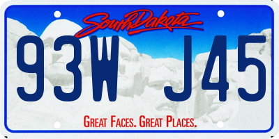 SD license plate 93WJ45