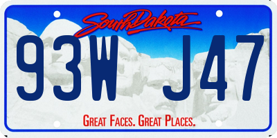 SD license plate 93WJ47