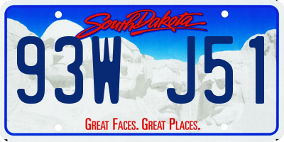SD license plate 93WJ51