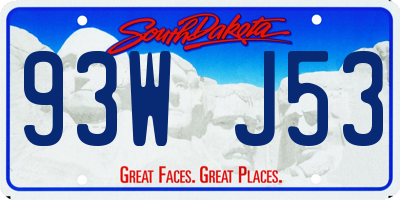 SD license plate 93WJ53