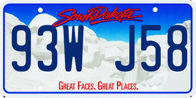 SD license plate 93WJ58