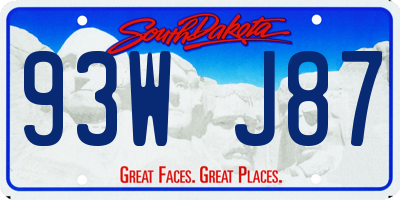 SD license plate 93WJ87
