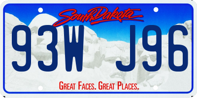 SD license plate 93WJ96