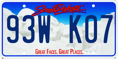 SD license plate 93WK07