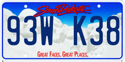 SD license plate 93WK38