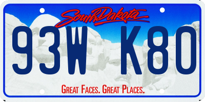 SD license plate 93WK80