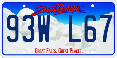 SD license plate 93WL67