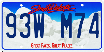 SD license plate 93WM74