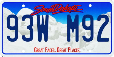 SD license plate 93WM92