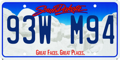 SD license plate 93WM94
