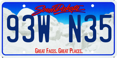 SD license plate 93WN35