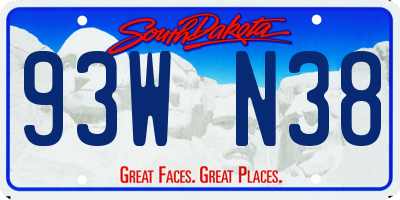 SD license plate 93WN38