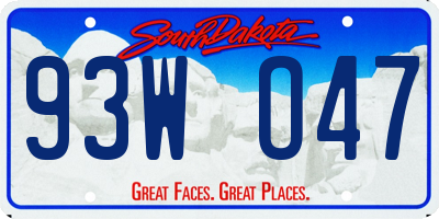 SD license plate 93WO47