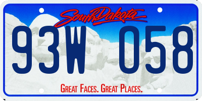 SD license plate 93WO58