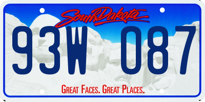 SD license plate 93WO87