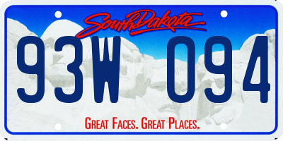 SD license plate 93WO94