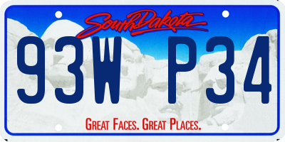 SD license plate 93WP34