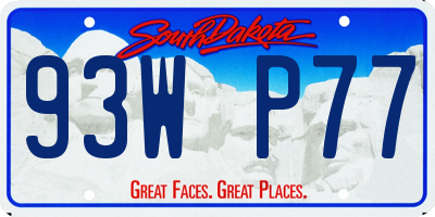 SD license plate 93WP77