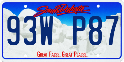 SD license plate 93WP87