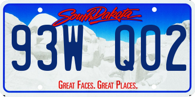 SD license plate 93WQ02
