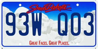 SD license plate 93WQ03