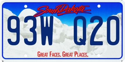 SD license plate 93WQ20