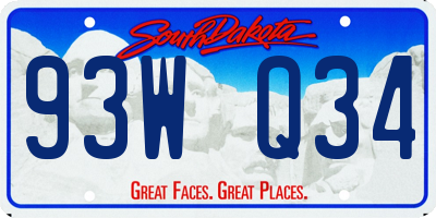 SD license plate 93WQ34