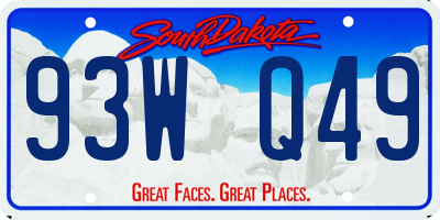 SD license plate 93WQ49
