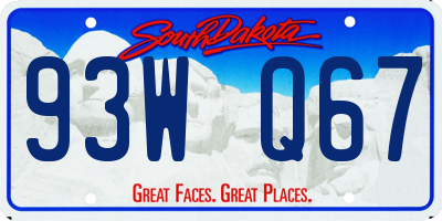 SD license plate 93WQ67
