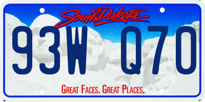SD license plate 93WQ70