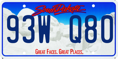 SD license plate 93WQ80