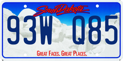 SD license plate 93WQ85