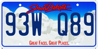SD license plate 93WQ89