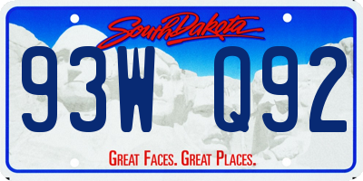 SD license plate 93WQ92