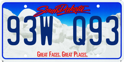 SD license plate 93WQ93
