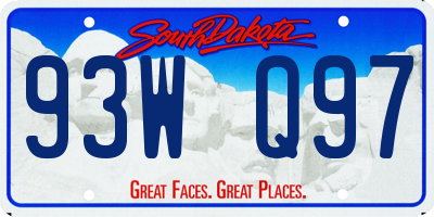 SD license plate 93WQ97