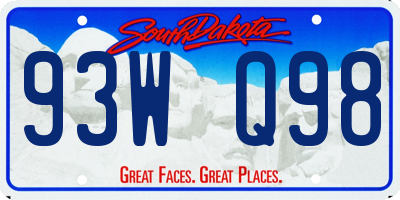 SD license plate 93WQ98