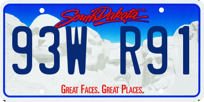 SD license plate 93WR91