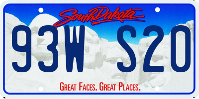 SD license plate 93WS20