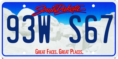 SD license plate 93WS67
