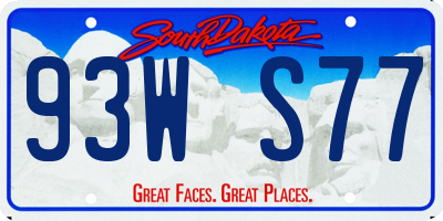 SD license plate 93WS77