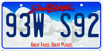 SD license plate 93WS92