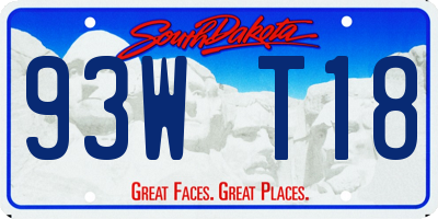 SD license plate 93WT18