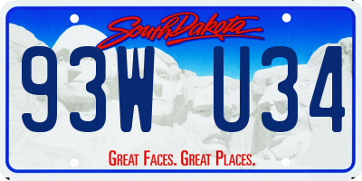 SD license plate 93WU34