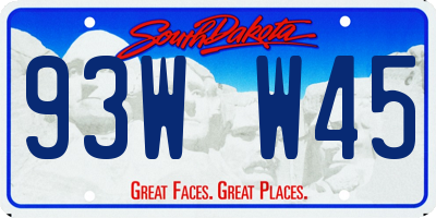 SD license plate 93WW45