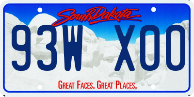 SD license plate 93WX00