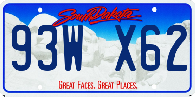 SD license plate 93WX62