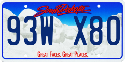 SD license plate 93WX80