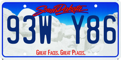 SD license plate 93WY86