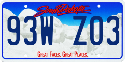 SD license plate 93WZ03